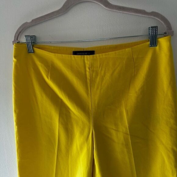 Lafayette 148 Canary Yellow Pull On Cropped Pants Size 10 Business Vibrant - Picture 3 of 9